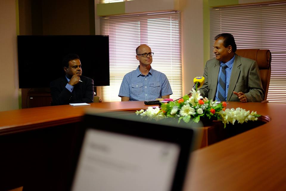 photo from a press conference in Port Louis